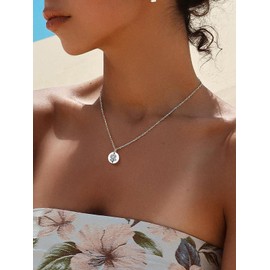 Silver Sunflower Disc Necklaces for Women Floral Stamped Round Pendant 925 Sterling Silver Dainty Coin Medal Jewelry Gifts for friend Mom