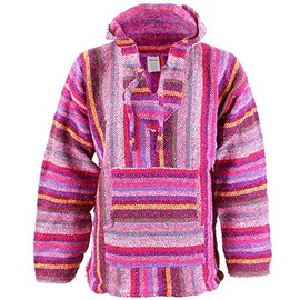 Siesta Mexican Baja Jerga Hoody - Pink Multi (X-Large)
