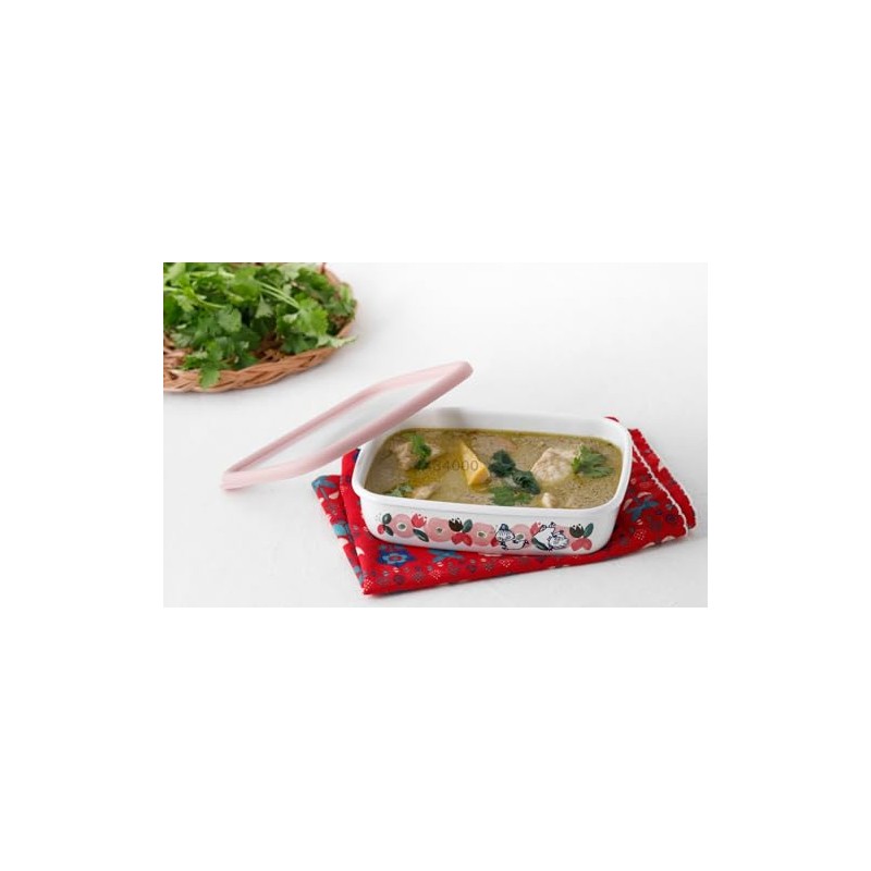 Fuji Enamel Moomin Flower Garden Shallow Square Container M