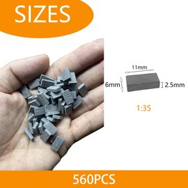 Cayway Pack of 560 Mini Scale Bricks, Miniature Bricks, 1:35 Mini Simulation Bricks, Grey Bricks, Bricks for DIY Dollhouse, Bricks, Diorama, Fairy Garden Decoration
