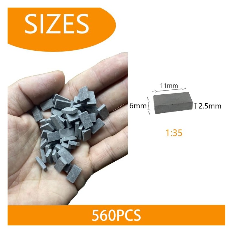Cayway Pack of 560 Mini Scale Bricks, Miniature Bricks, 1:35