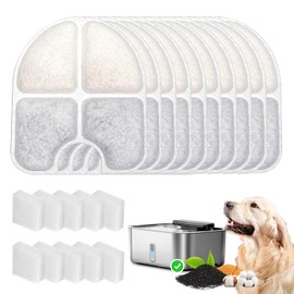 10 Pack Replacement Filters for FEELNEEDY 3Gal/12L Dog Water Dispenser (FN-W13), 5 Month Set for Large Dogs Water Bowl Dispenser, Includes 10 Filters & 10 Sponges