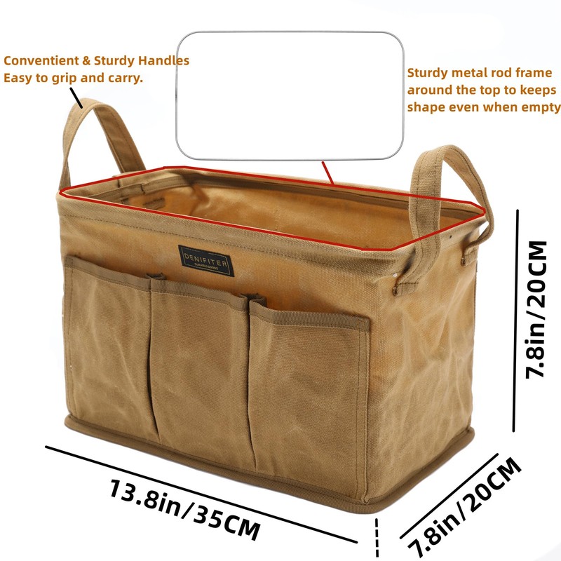 Tool Pouch, Heavy Duty 16oz Waxed Canvas Tool Bag, Rectangle