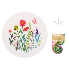 IZEERA Embroidery Set for Cross Stitching Embroidery Starter Kits for Adults Beginners - DIY Stamped Floral Pattern with Instructions, Threads and Needles for Crochet Sewing Craft Kit