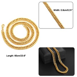 Weahre 80s/90s Hip Hop Costume Kit - Cotton Bucket Hat + Gold Chain, Cool Rappers Kpop Idols Outfits