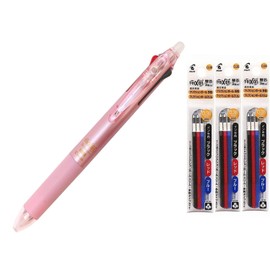 Pilot Erasable Ballpoint Pen Pearl Pink 0.38mm (LKFBS60UF-PP)+0.38mm Refill Black Blue Red 3 Set
