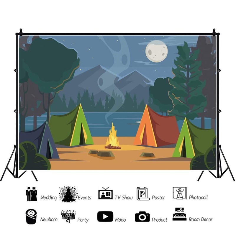 Yeele 7x5ft Forest Camping Backdrop Summer Camp Bonfire Photography Background