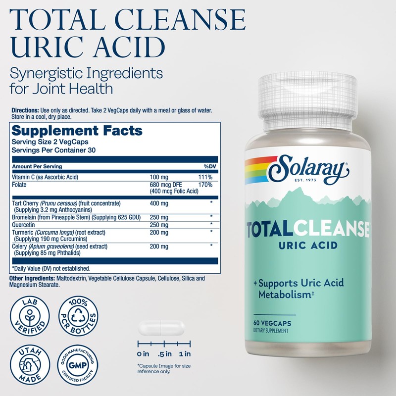 Solaray Total Cleanse Uric Acid - Joint Health Supplement -