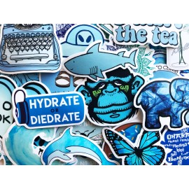 Blue Animals and other Stickers 50 Blue Animals Owl Dog Butterfly Ocean Watercolor Variety Vinyl Laptop Stickers