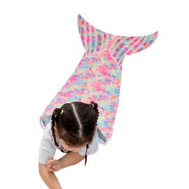 Kids Mermaid Tail Blanket - Girls Teens Mermaid Toys - Flannel Mermaid Blanket Gifts for Girls - Mermaid Scale Sleeping Bag- Purple Tail 17.7"×51" (Shell)