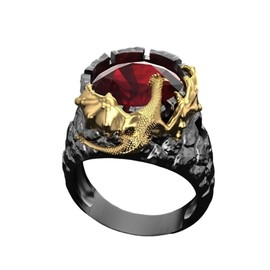 MayiaHey Red Stone Wing Dragon Ring, Rhinestone Dragon Claw Ring for Men, Gothic Red Crystal Dragon Ring, Hip Hop Dragon Animal Jewellery, Red Ruby Dragon Wing Ring, Punk Dragon Totem Ring,