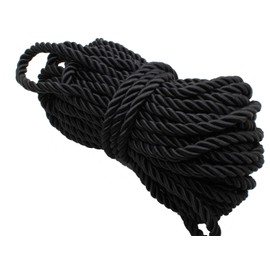 PAMIR TONG Black 5mm Twisted Satin Cord for Crafts 10 Yards Braided Decorative Cotton Cords Trims Polyester Twine Cord Thick Round Fabric Rope Thread for Sewing-DIY Projects Supplies