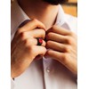 Bestyle Cool Black Rings for Men Boys - Classic Red
