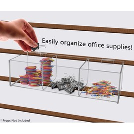 10 Pack Slatwall Basket Clear Acrylic Bin Transparent Plexiglass Organizer Tray Slot Wall Containers for Organizing Hardware Tool Garage Wall DIY Craft Workbench by Marketing Holders