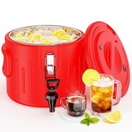 Insulated Beverage Dispenser 2 Gallon - [Stainless Steel Interior] [Hot &Cold Versatile] Hot Drink Dispenser with Spout, Portable Water Cooler Jug for Outdoors Camping Party Sports