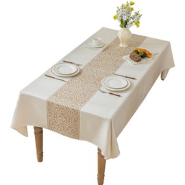 UWWGKK Linen Tablecloths for Rectangle Tables, Waterproof Tablecloth Advanced Waterproofing Technology for Dinningroom