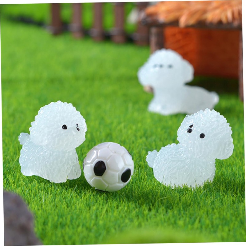 KOMBIUDA 12pcs Tiny Luminous Dogs White Dog Figures Dog Resin