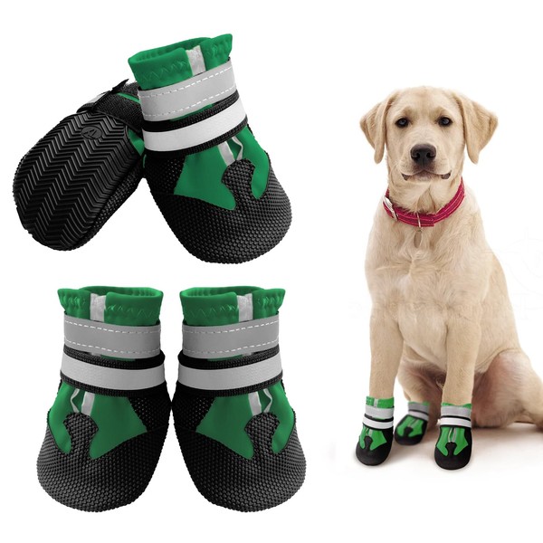 NeuWee Dog Boots, Anti-Slip Dog Shoes with Reflective Strips, Waterproof