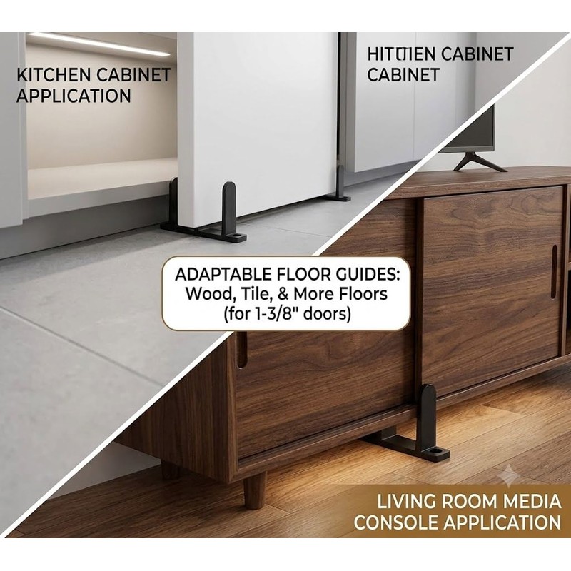 BOLWHAO 4 Pack Sliding Closet Door Floor Guide, Black ABS