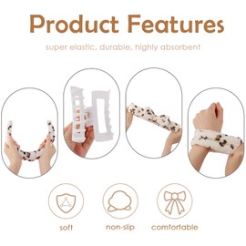 Canitor Spa Headband Wrist Bands Set with Hair Clips Skincare Headband for Washing Face Non Slip Puffy Terry Cloth Makeup Headband Cute Women Teen Girls Gifts Trendy Stuff Hair Accessories