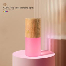 Acrylic Touch Lamp with Gravity Sensor,Night Light for Kids Warm White Light&7 Color Changing RGB,Battery Operated Bedroom Living Room,Kids Room,College Dorm,Office (Beech) (NO-HB015)