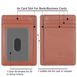 GH GOLD HORSE Slim RFID Blocking Card Holder Minimalist Leather Front Pocket Wallet for Women