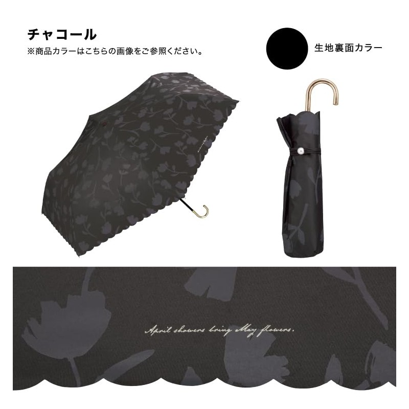 2025 Wpc. 801-18067-102 Women's Mini Folding Parasol, Flower Shadow, Charcoal,