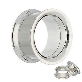 Treuheld® Double Flared Flesh Tunnel | Steel | Silver | Thread, Stainless Steel, without stone
