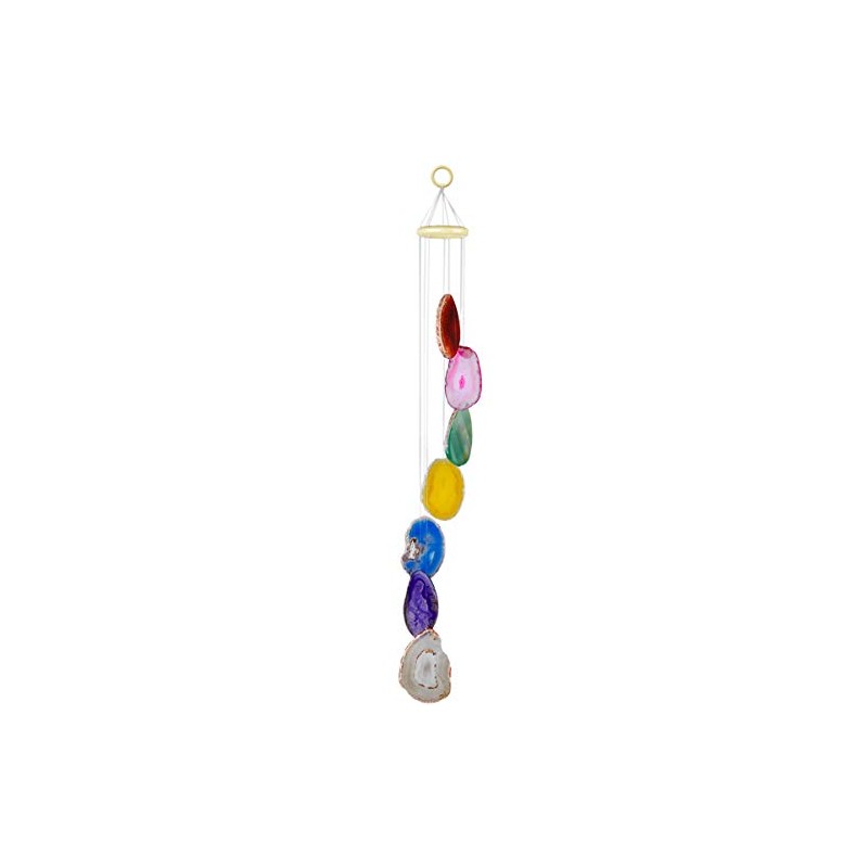 KYEYGWO Colourful Agate Discs Geode Wind Chime Sun Catcher Crystal