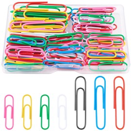 100 Stück Büroklammern Bunt Set, Caianwin Büroklammern Groß 50mm und Büroklammern Klein 33mm Metall Büroklammer mit Aufbewahrungsbox für Büro Schule