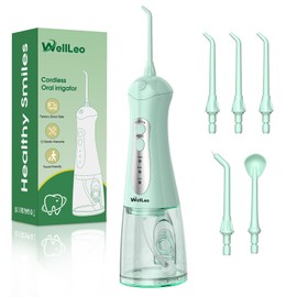 Water Flosser Dental Pick for Teeth, Portable Oral Irrigator Teeth Cleaner with High Water Pressure 5 Jet Tips, IPX7 Rechargeable Travel Water Flossing for Brace Orthodontic Gum Care