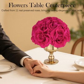 Forever Flowers Preserved Roses in Glass Vase, Decorative Flower Arrangement Centerpiece, Eternal Roses Gift for Women, Flower Decorations for Home Decor Party Living Room Bedroom Office, Rose Red