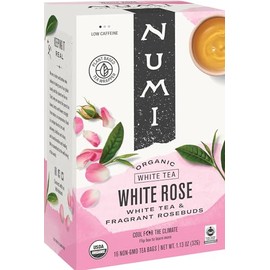 Numi Organic Tea White Rose, 16 Count Box of Tea Bags, White Tea
