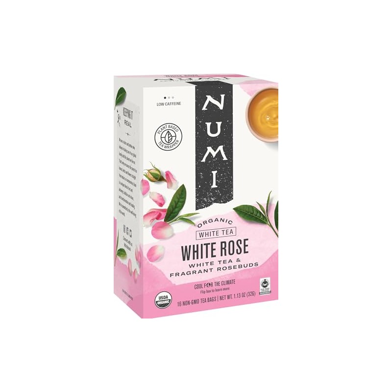 Numi Organic Tea White Rose, 16 Count Box of Tea
