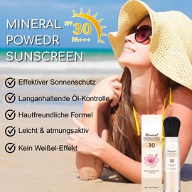 Mineral Sonnenschutz Puder - SPF 30 Sunscreen Setting Powder - Ölkontrolle & Langlebig Setting Powder - Wasserfest Puder Makeup Leicht & Atmungsaktiv - Make Up Puder Alle Hauttypen Geeignet