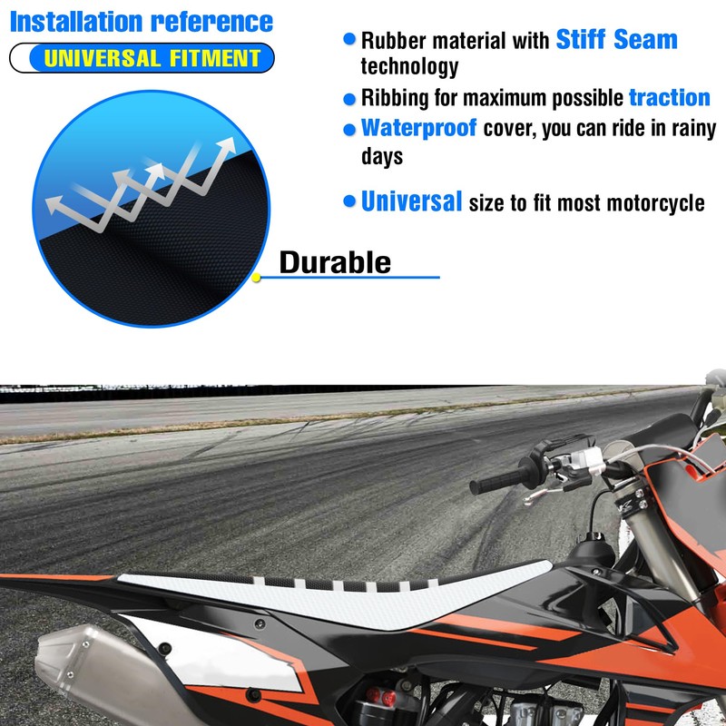 MCHMFG Universal Ribbed Dirt Bike Seat Cover - Gripper Soft