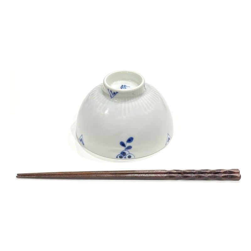 有田焼 茶碗 飯碗 手描き 皓洋窯 剣先小花 しのぎ飯碗 青