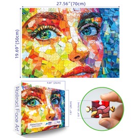 PuzzOne Jigsaw Puzzle for Adults 1000 Piece, Colorful Abstract Face Art Puzzles for Family Fun Decoration, Party Game, Finished Size 27.5" x 19.7"