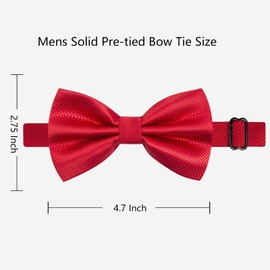 MAIANY Men's Bow Tie Black Adjustable Bow Tie with Grid Texture Elegant Bow Tie for Wedding Business Evening Suit, red, Unit size