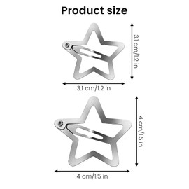 maxtachi Stern Haarspangen,12 Stück Hochwertiges Metall Haarspange Silber,Skelettiertes Pentagramm-Design,Für Geburtstage,Partys,Zeremonien,Bankette-Silber