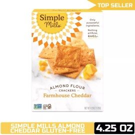 Simple Mills Almond Flour Crackers, Farmhouse Cheddar, Gluten Free, Healthy Snac