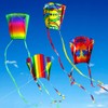 KOKOSUN Frameless Soft Kite, Colorful Parafoil Kite with Long Tail