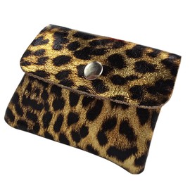 modamoda de P09 Women's Coin Purse Small Leather Made in Italy P09, Leo Gold Metallic, XS, Handy
