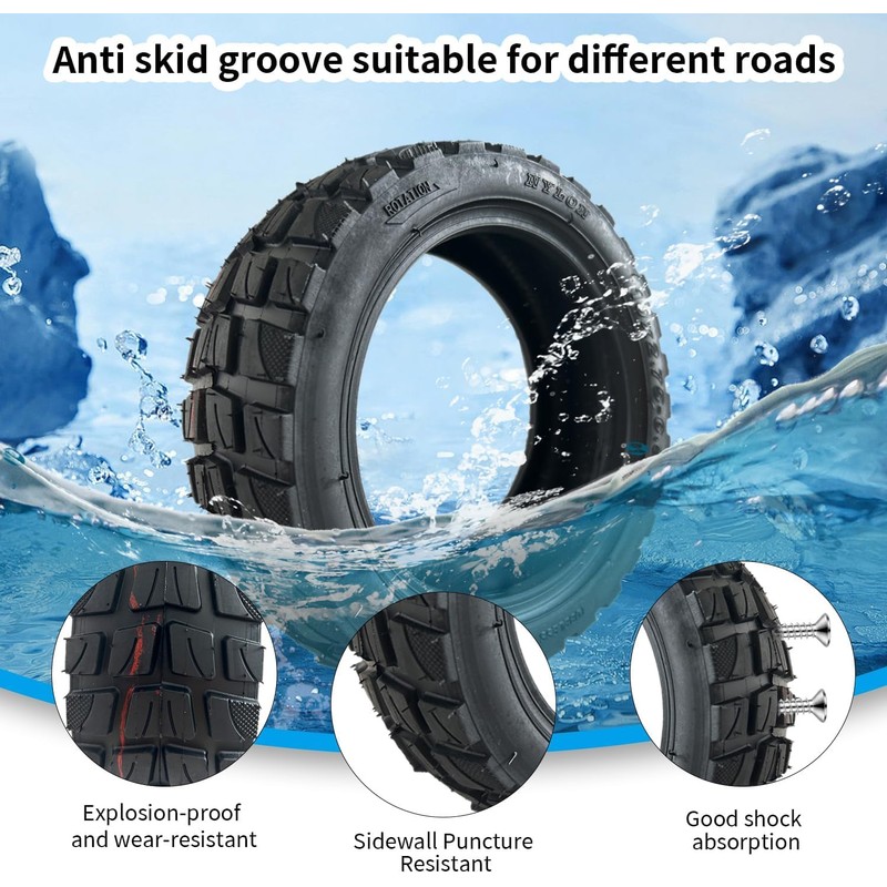 10x2.75-6.5 Off-Road Vacuum Tire, 10 Inch Electric Scooter Replacement tire,