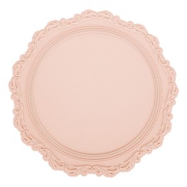 Round Silicone Placemats,Nordic Style Silicone Placemat Embossed,Exquisite Waterproof Silicone Placemats Wipeable Kitchen Heat Resistant Table Placemats(Pink)