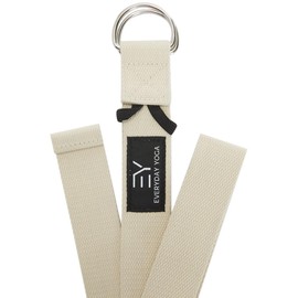 Everyday Yoga Super Strong Strap with Metal D-ring Buckle - Improve Flexibility, Stretching, and Physical Therapy Fitness. - Natural