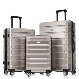 Klwenas Maec 3 - Piece Hardshell Luggage Set - Durable ABS+PC,360° Spinner Wheels,Organized Interior - 20/24/28 Inch for Men & Women (Fog Gray)