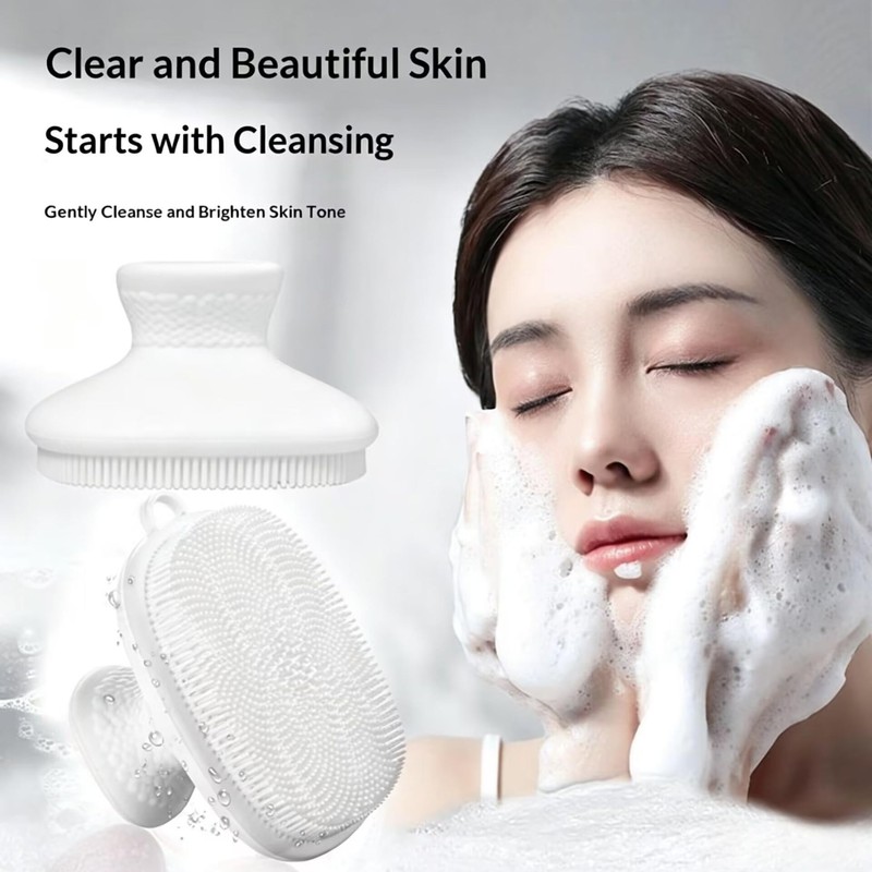 Silicone Multifunctional Cleaning Brush, Cleansing and Bathing Brush, Ergonomic Grip,