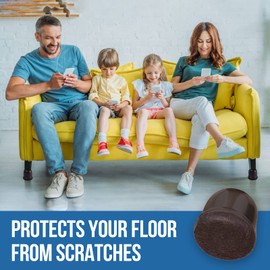 24 Pcs Extra Small Chair Leg Floor Protectors for Hardwood Floors, Upgraded Rubber Chair Leg Caps with Felt Pads, Dark Brown Furniture Leg Feet Covers, No Scratches No Noise (Fit 0.5"-0.8")