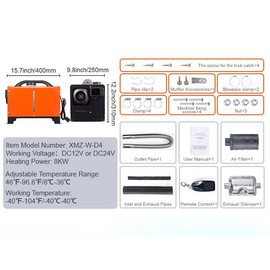 12V 5KW/8KW diesel air horizontal all-in-one heater with LCD Bluetooth/remote control, suitable for cars, RVs and indoor use - Type: LCD+Remote Control+8KW